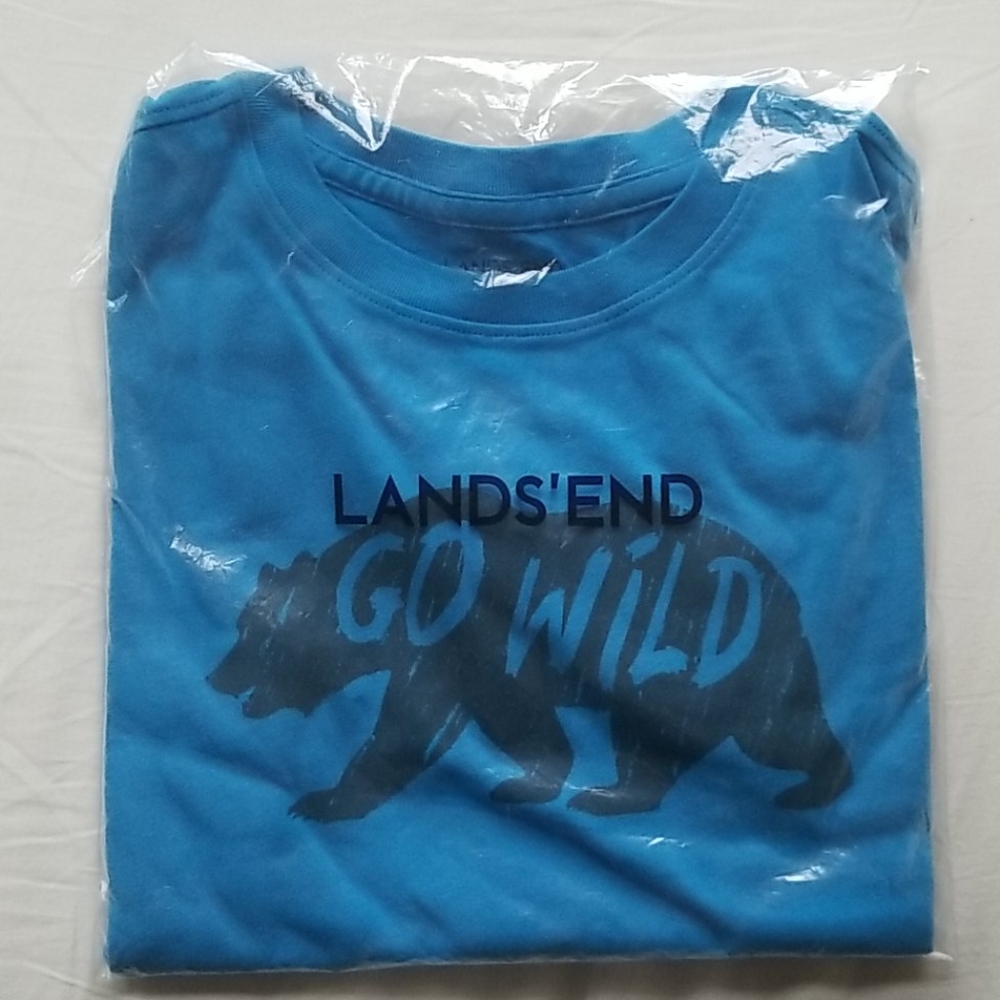 2/25!!! Lands End Boys Bear Long Sleeve T Shirt